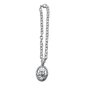 Sterling Silver Claddagh Crowned Heart in Hands Oval Pendant and Bracelet Chain